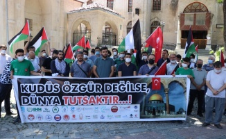 Bursa, Çanakkale ve Kütahya'da İsrail'in Mescid-i Aksa'daki politikaları protesto edildi
